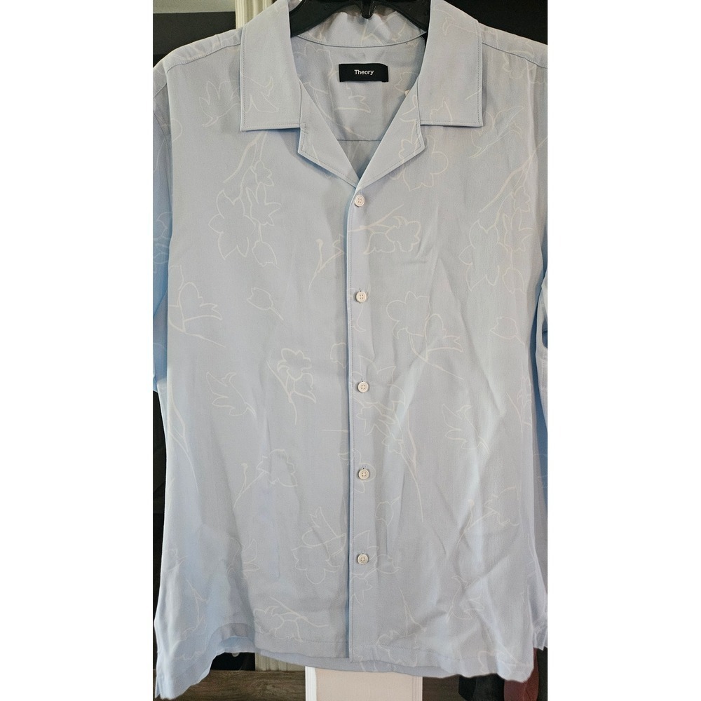 NWT Theory Irving Blokecore Men Large Skylight Multi Sketch Floral Lyocell Shirt - Picture 3 of 9